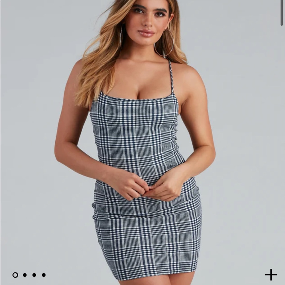 Windsor plaid mini tight fit dress